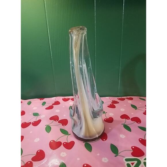 Vintage 1960s MCM Hand Blown Swirl Glass Murano Stretch Basket Vase Centerpiece - Picture 2 of 6